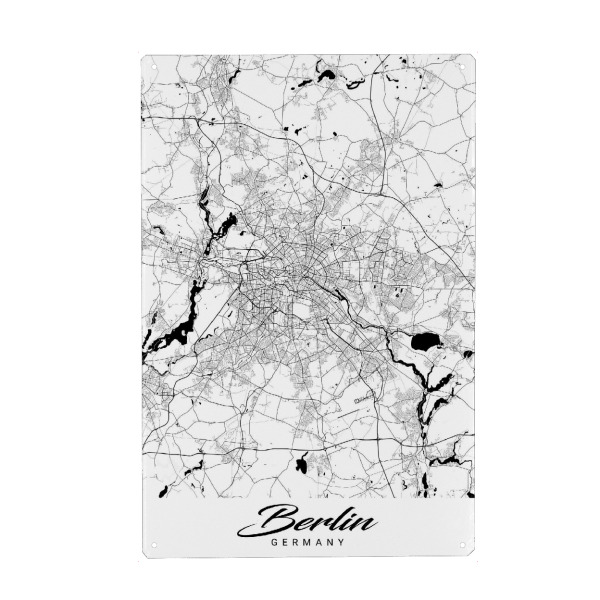 Holzbild "Berlin City Map" artboxONE - Städte / Berlin,Schwarzweiß,Kartografie