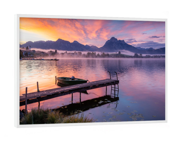 Poster mit weißem Rahmen "Sonnenaufgang am Hopfensee" artboxONE - Natur,Reise / Länder