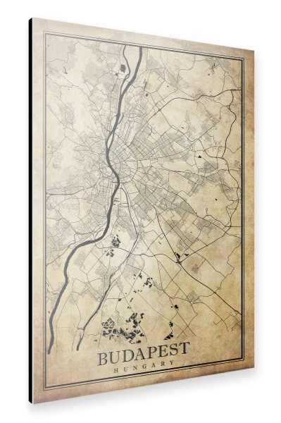 Alu-Dibond "Vintage Stadtplan Budapest" 30x20 cm artboxONE