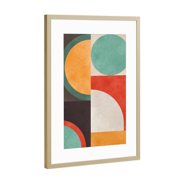 Poster mit Rahmen Gold "Colorful Geometry A" artboxONE - Abstrakt,Geometrie