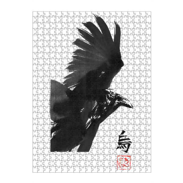 artboxONE Puzzle "Krähenquadrat" artboxONE - Tiere,Schwarzweiß - Krähe,Sumie,Japan,Vogel - Bild krähe