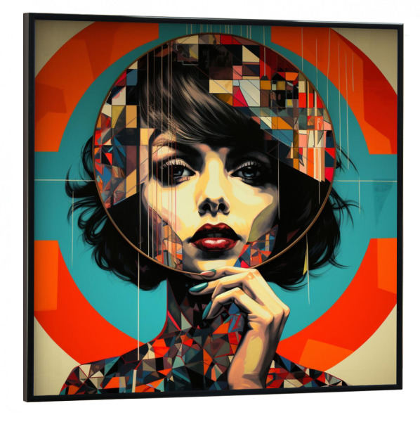 Poster mit schwarzem Rahmen 30x30 cm "SPIEGELFRAU" artboxONE - Abstrakt,Geometrie,Für Mama - Popart,Kunst,Spiegel,Gesichter,Frau,Porträt