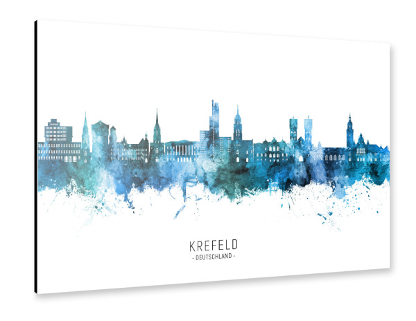 Alu-Dibond "Krefeld Skyline Blauer Name" 30x20 cm artboxONE