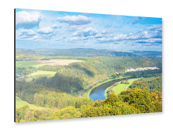 Alu-Dibond "Elbe, Wald, Felder" 30x20 cm artboxONE