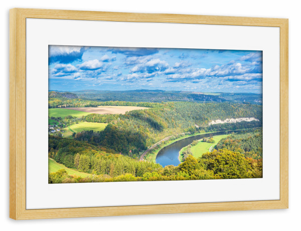 Poster mit Rahmen kiefer "Elbe, Wald, Felder" artboxONE - Natur,Reise