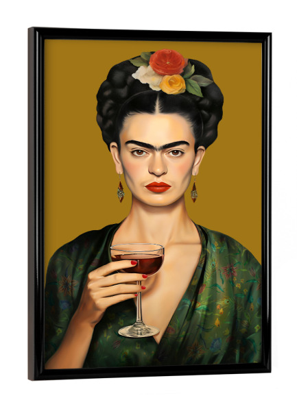 Poster mit schwarzem Rahmen "Frida Rotwein Liebe" artboxONE - Menschen,Fashion,Essen & Trinken / Alkohol