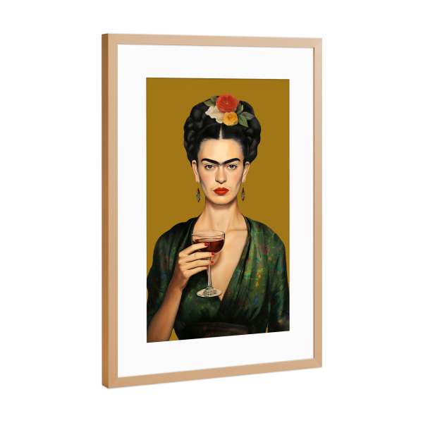 Poster mit Rahmen Kupfer "Frida Rotwein Liebe" artboxONE - Menschen,Fashion,Essen & Trinken / Alkohol