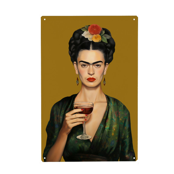 Metall Poster "Frida Rotwein Liebe" artboxONE - Menschen,Fashion,Essen & Trinken / Alkohol