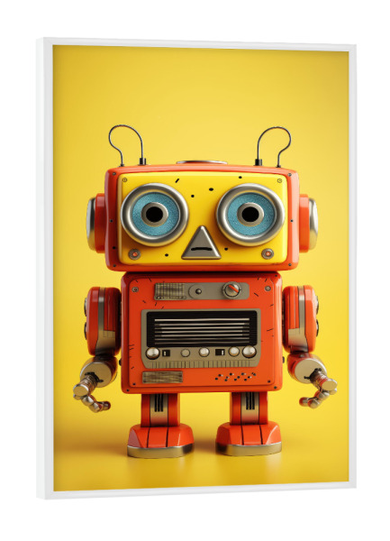 Poster mit weißem Rahmen "Niedlicher kleiner Roboter" artboxONE - Lustig