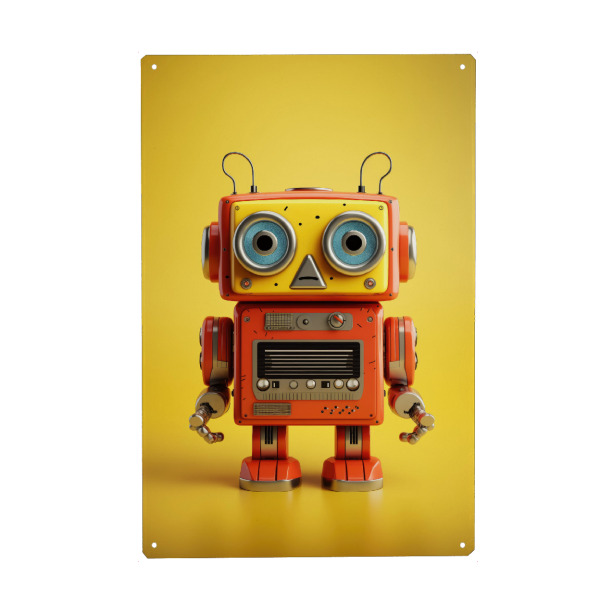 Metall Poster "Niedlicher kleiner Roboter" artboxONE - Lustig