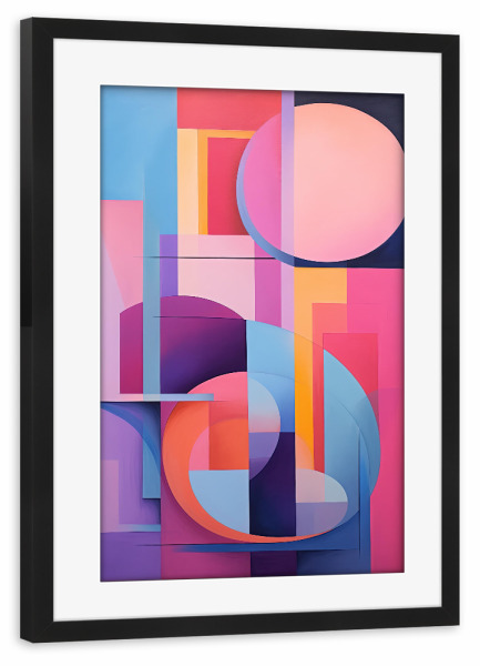 Poster mit Rahmen schwarz "Rosa und blaue Geometrie" artboxONE - Abstrakt,Geometrie