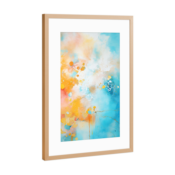 Poster mit Rahmen Kupfer "Bunte Pinselspritzer" artboxONE - Abstrakt