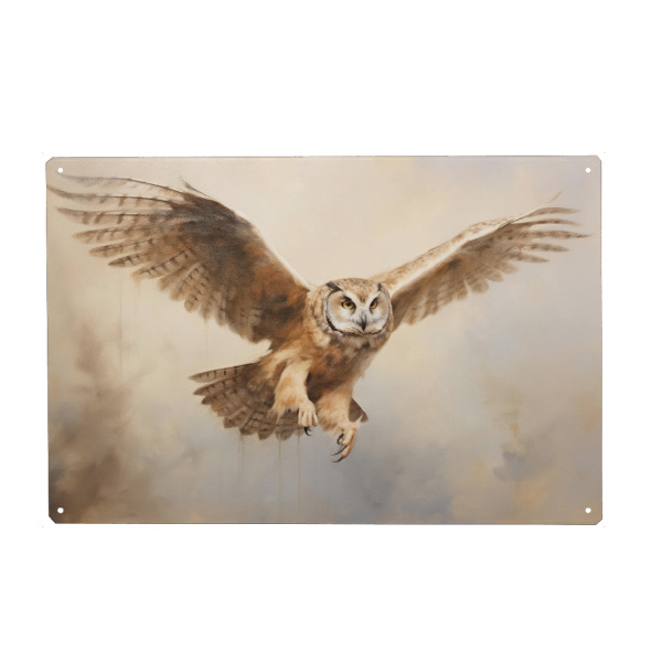 Holzbild "Gemälde einer fliegenden Eule" artboxONE - Natur,Tiere