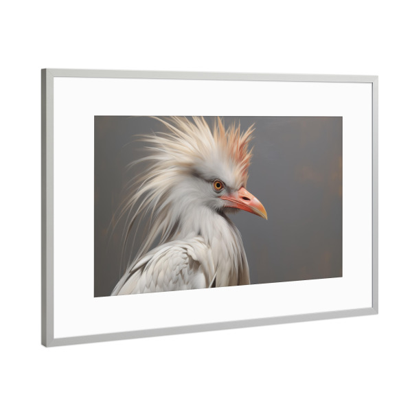 Poster mit Rahmen Silber "Bemalter Sekretärsvogel" artboxONE - Natur,Tiere