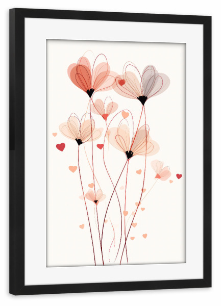 Poster mit Rahmen schwarz "Zarte Rosenblüten" artboxONE - Floral,Abstrakt,Liebe