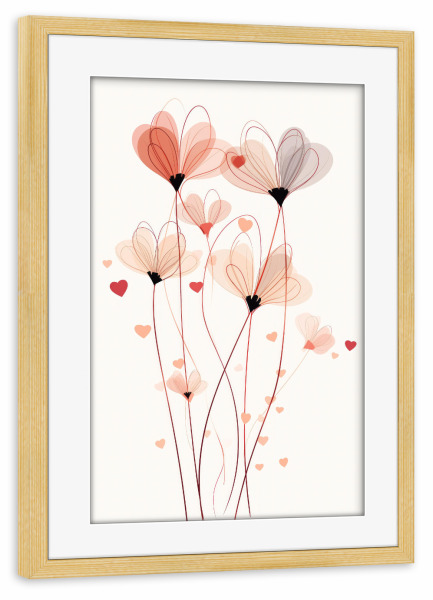 Poster mit Rahmen kiefer "Zarte Rosenblüten" artboxONE - Floral,Abstrakt,Liebe