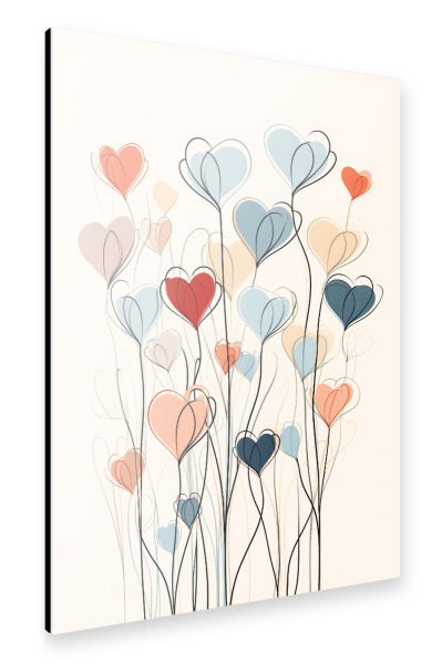 Alu-Dibond "Blaue und rote Blüten" 30x20 cm artboxONE