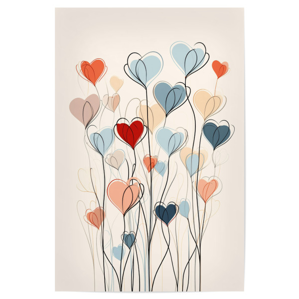 Poster "Blaue und rote Blüten" artboxONE - Floral,Abstrakt,Liebe