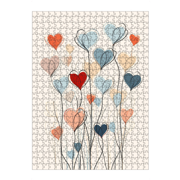 Puzzle Ravensburger "Blaue und rote Blüten" artboxONE - Floral,Abstrakt,Liebe