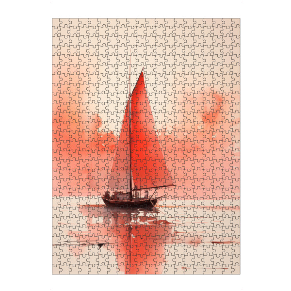 Puzzle Ravensburger "Rotes Segelbootgemälde" artboxONE - Reise / Strand und Meer