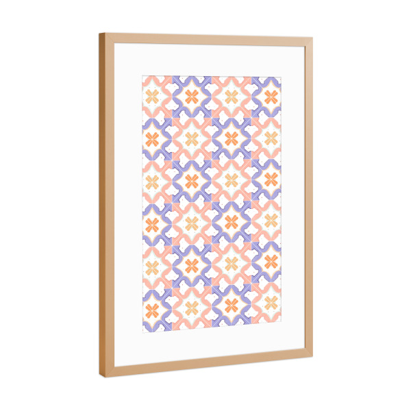 Poster mit Rahmen Kupfer "Klassische Küchenfliesen" artboxONE - Abstrakt,Geometrie - Muster,Fliesen,Alter stil,Tapete,Küchendekor,Pastell,Nostalgie