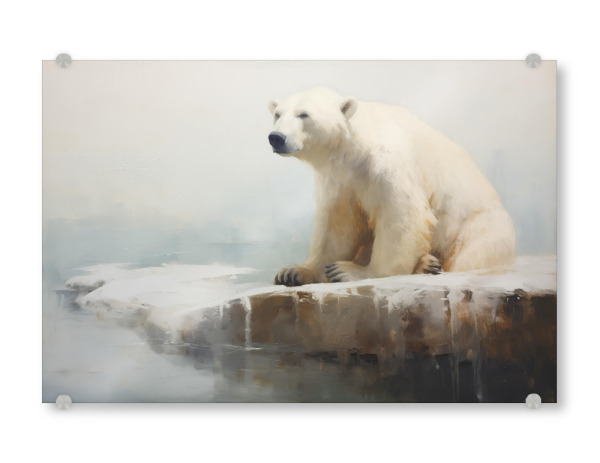 Acrylglasbild "Sitzender Eisbär" artboxONE - Natur,Tiere - Tier,Kunst,Bär,Leinwand,Impressionistisch,Natur,öl,Malerei,Polar,Weiß,Tierwelt