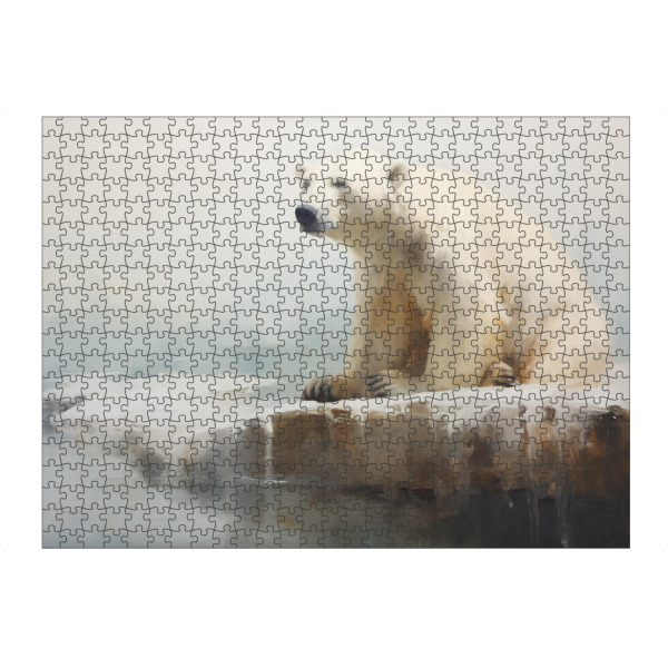 artboxONE Puzzle "Sitzender Eisbär" artboxONE - Natur,Tiere - Tier,Kunst,Bär,Leinwand,Impressionistisch,Natur,öl,Malerei,Polar,Weiß,Tierwelt