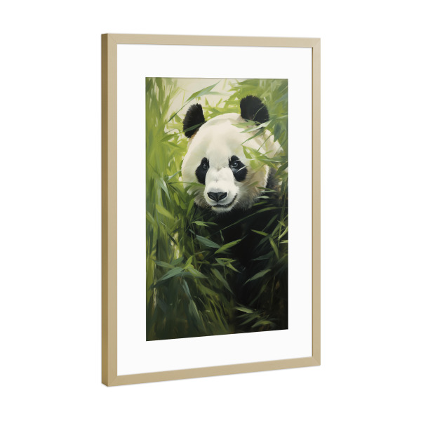 Poster mit Rahmen Gold "Pandabär in einem Bambuswald" artboxONE - Natur,Tiere