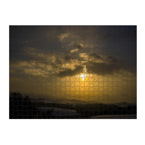 artboxONE Puzzle "Schneeland mit Sonne" artboxONE - Natur - Landschaft,Wald,Schnee,Wolken,Sonne,Nebel,Schneeflocken - Bild landschaft