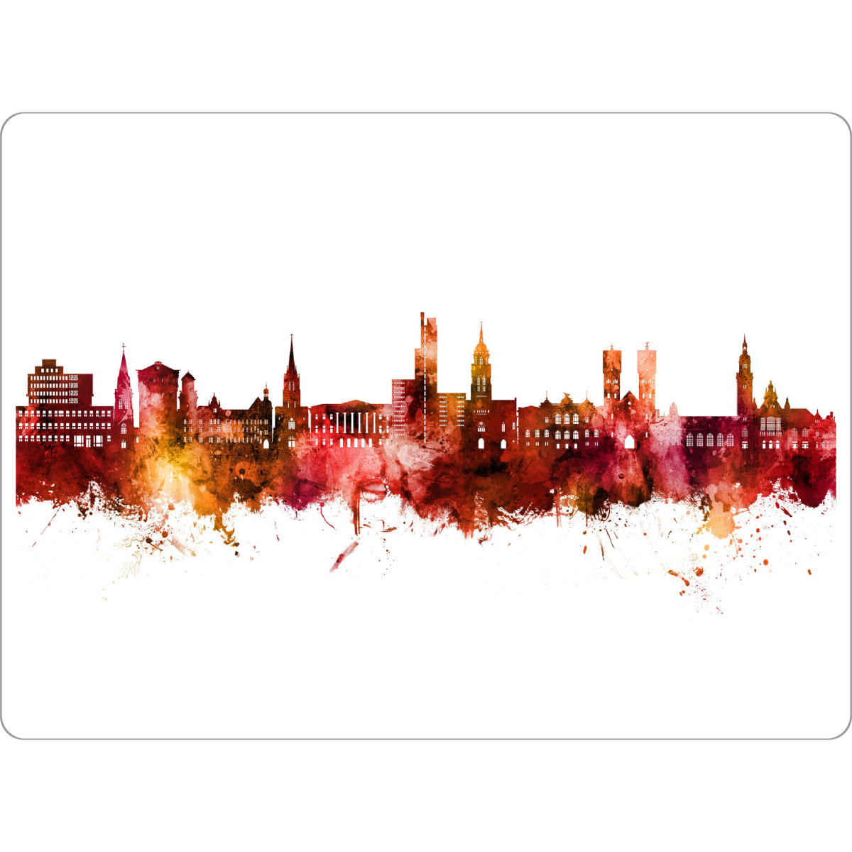 Tischset "Krefeld Deutschland Skyline Rot" artboxONE - Städte - Krefeld,Deutschland,Skyline,Stadtbild,Aquarell,Gemälde - Bild krefeld