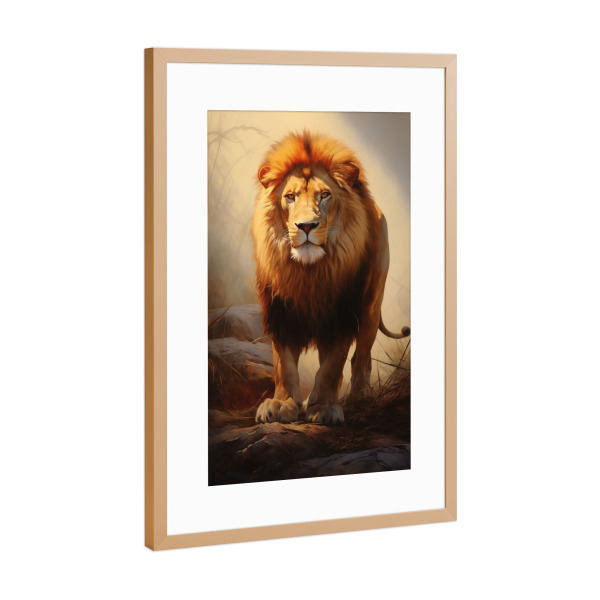 Poster mit Rahmen Kupfer "Großer männlicher Löwe" artboxONE - Natur,Tiere