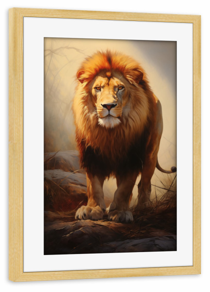Poster mit Rahmen kiefer "Großer männlicher Löwe" artboxONE - Natur,Tiere