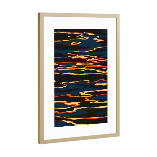 Poster mit Rahmen Gold "Sonnenuntergangsreflexion" artboxONE - Abstrakt