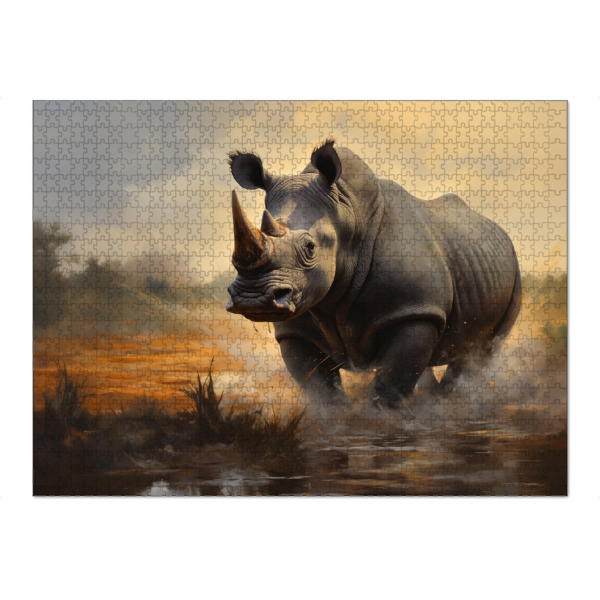 Puzzle Ravensburger "Großes Nashorn in einem Sumpf" artboxONE - Natur,Tiere