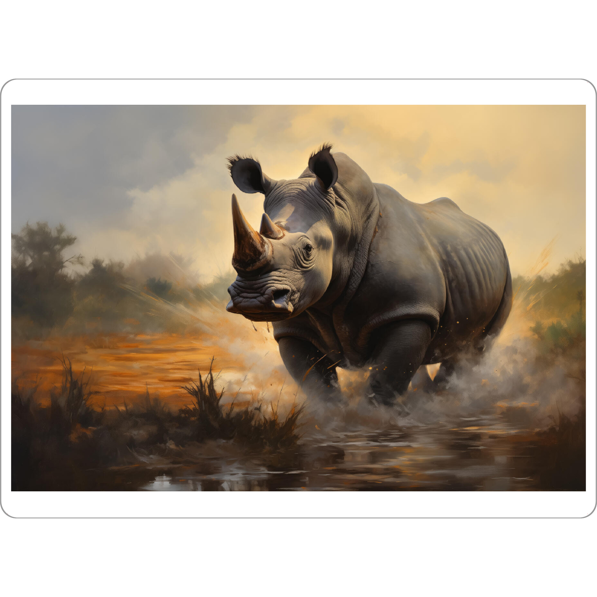 Tischset "Großes Nashorn in einem Sumpf" artboxONE - Natur,Tiere