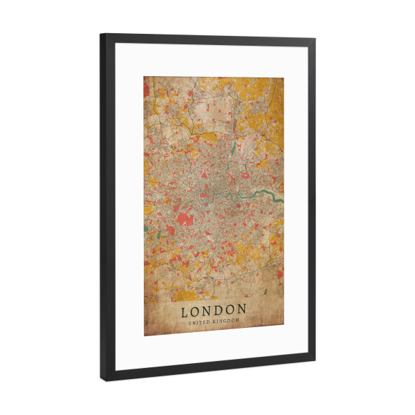 Poster mit Rahmen Schwarz (Metallic) "VIntage City Plan London" artboxONE - Städte / London,Kartografie