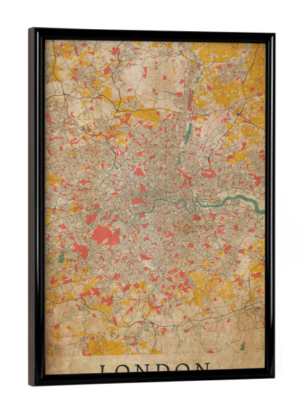 Poster mit schwarzem Rahmen "VIntage City Plan London" artboxONE - Städte / London,Kartografie