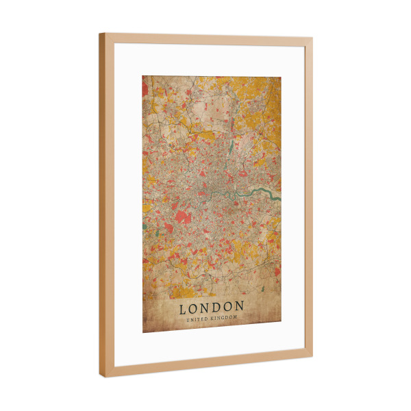 Poster mit Rahmen Kupfer "VIntage City Plan London" artboxONE - Städte / London,Kartografie