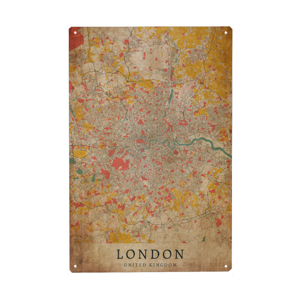 Holzbild "VIntage City Plan London" artboxONE - Städte / London,Kartografie