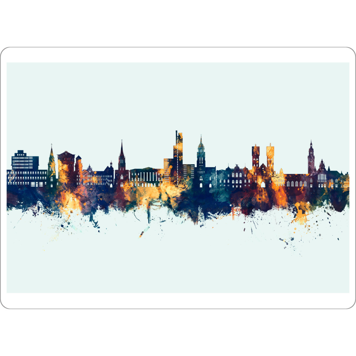 Tischset "Krefeld Deutschland Skyline Winter" artboxONE - Städte - Krefeld,Deutschland,Skyline,Stadtbild,Aquarell,Gemälde - Bild krefeld