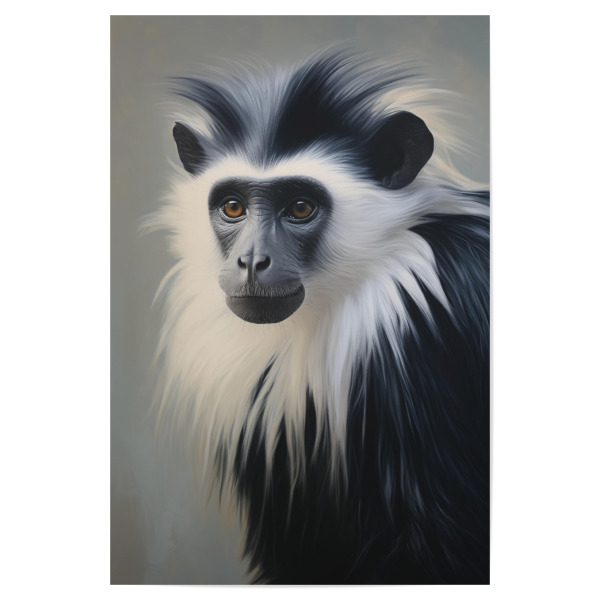 Poster "Colobus-Affe" artboxONE - Natur,Tiere - Tier,Affe,Kunst,Leinwand,Colobus,Colobus-affe,Säugetier,Affe,öl,Gemälde,Porträt,Western
