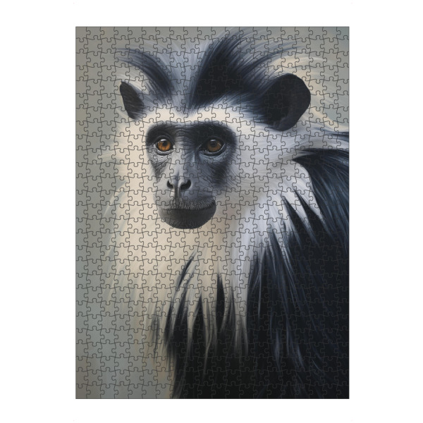 Puzzle Ravensburger "Colobus-Affe" artboxONE - Natur,Tiere - Tier,Affe,Kunst,Leinwand,Colobus,Colobus-affe,Säugetier,Affe,öl,Gemälde,Porträt,Western