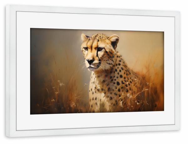 Poster mit Rahmen weiß "Porträt eines Geparden" artboxONE - Natur,Tiere