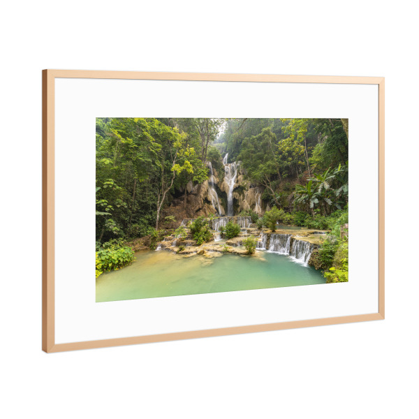 Poster mit Rahmen Kupfer "Kuang Si Wasserfall Luang Prabang" artboxONE - Natur,Reise / Asien - Kuang si,Wasserfall,Luang prabang,Laos,Asien