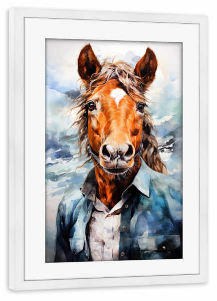 Poster mit Rahmen weiß "Pferde-Aquarellkunst O" artboxONE - Tiere - Pferd,Tier,Aquarell,Malerei,Pony