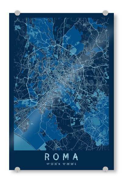 Acrylglasbild "Rome als Stadtplan" artboxONE - Städte / Rom,Kartografie