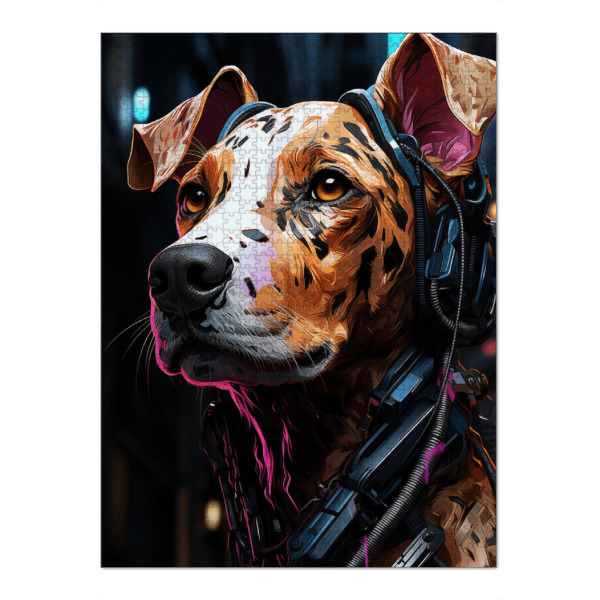 Puzzle Ravensburger "Cyberpunk-Hund" artboxONE - Tiere,Abstrakt - Cyberpunk-hund,Cyberpunk,Robotertiere,Futuristische tiere,Metalltiere,Manga
