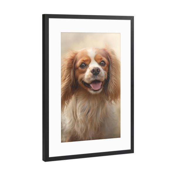 Poster mit Rahmen Schwarz (Metallic) "Glücklicher Kavalier" artboxONE - Tiere