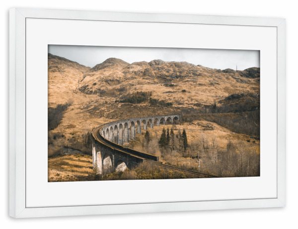 Poster mit Rahmen weiß "Berühmte Zugbrücke in Schottland" artboxONE - Natur,Reise,Architektur