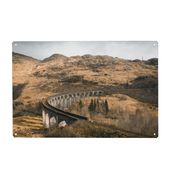 Metall Poster "Berühmte Zugbrücke in Schottland" artboxONE - Natur,Reise,Architektur - Scottish highlands,Scotland,Schottland,Film,Movie,Train,Bridge